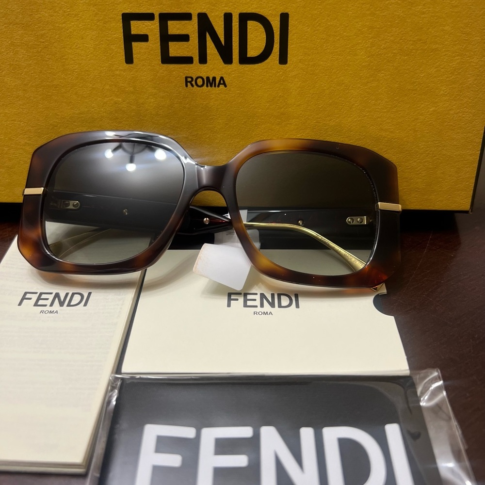 Fendi Brown Oversized Sunglasses with Dark Lenses